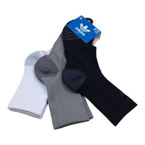 Adidas 3-Pair High Quarter Socks Large Mens Shoe Size 8-12, Womens 10-13 Unisex